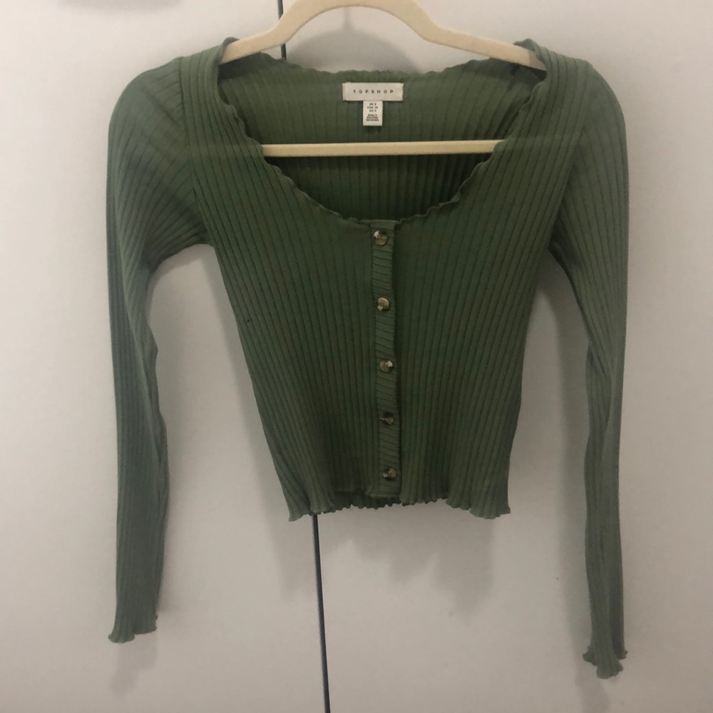 Green topshop cardigan